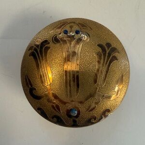 Vintage Brass round Box with Lid jewelry ring holder made in Chile